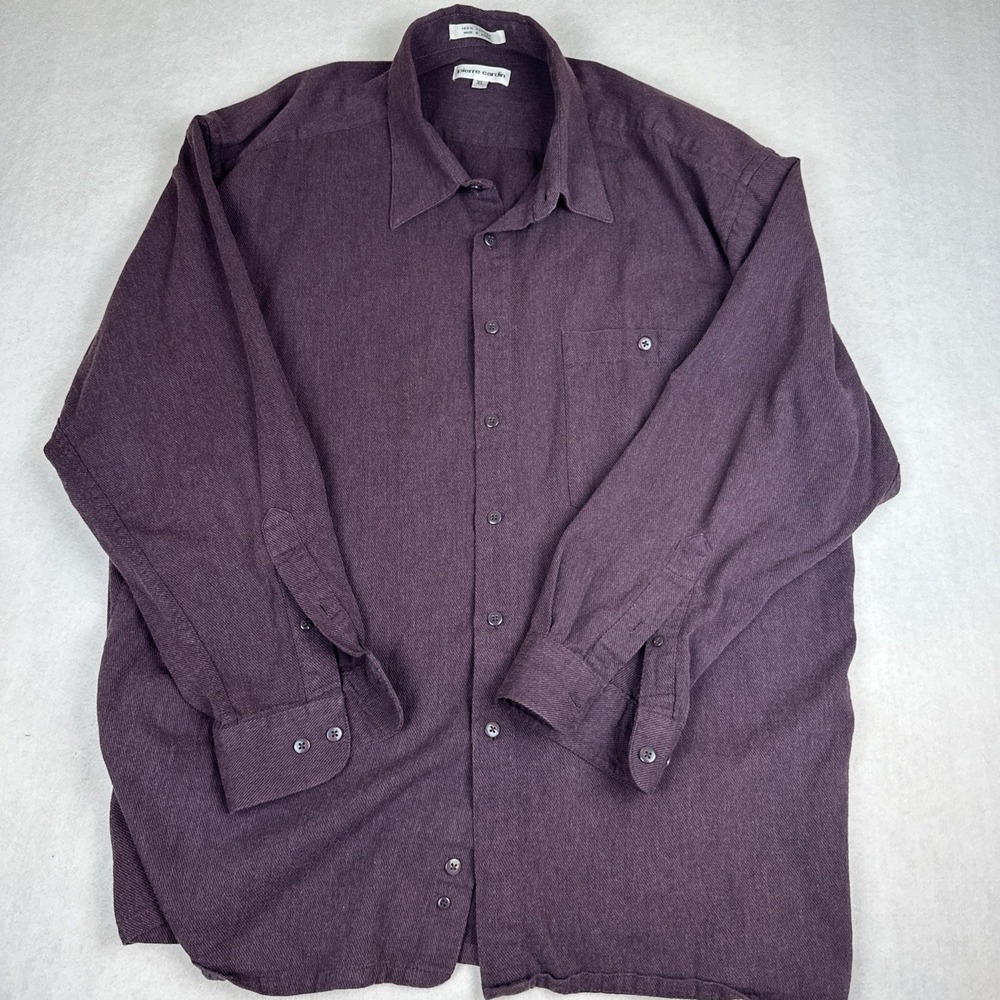 Vintage 90's Pierre Cardin Men's Shirt Long Sleeve Button Down XL Wine/Plum